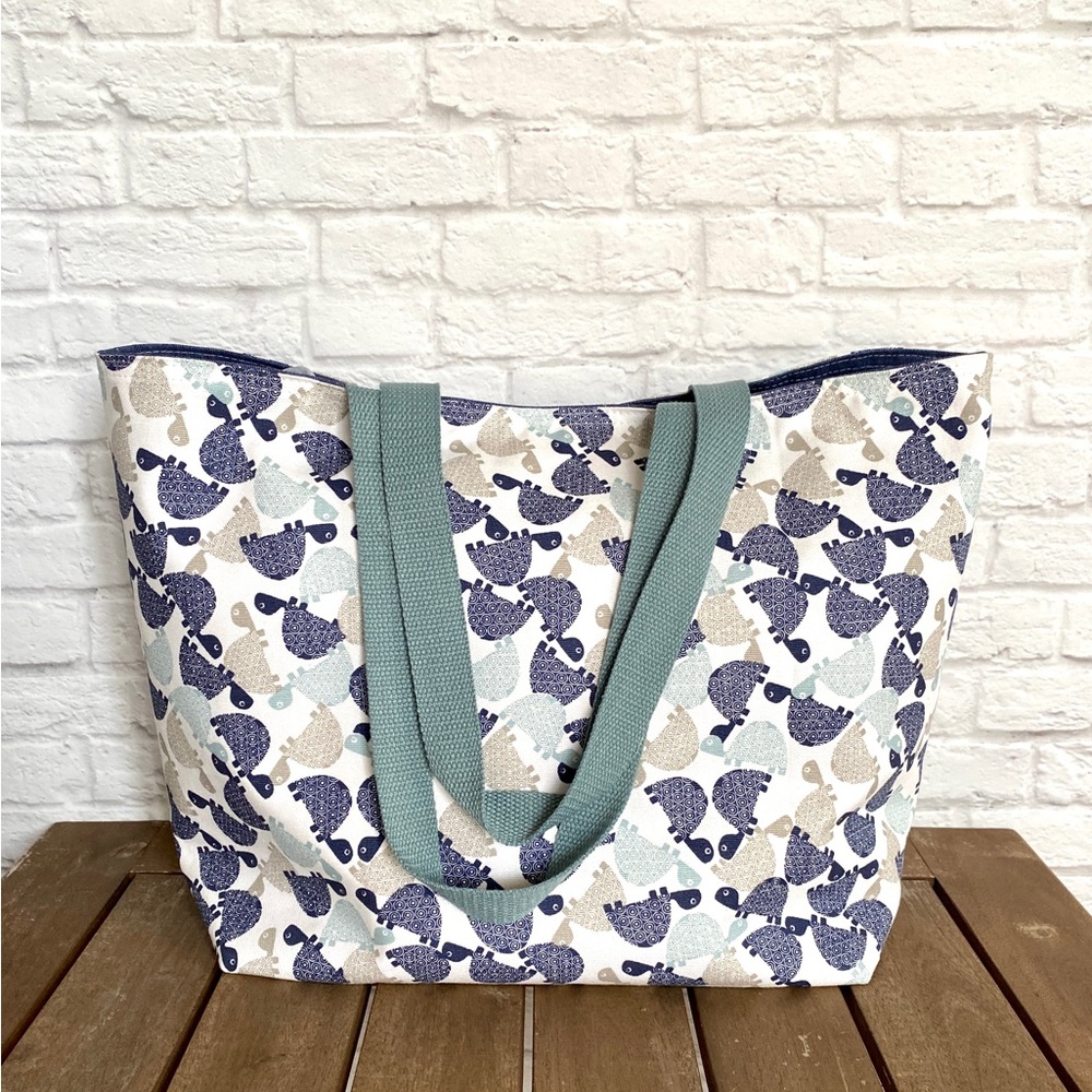 Handmade Foldable Travel/Market Tote - Turtles